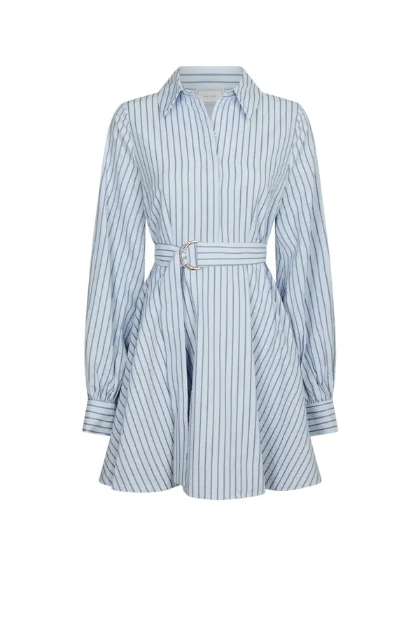 Felice Striped Crepe Dress - Light Blue