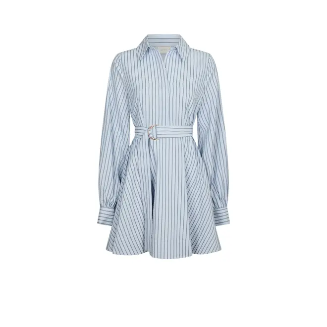 Felice Striped Crepe Dress - Light Blue