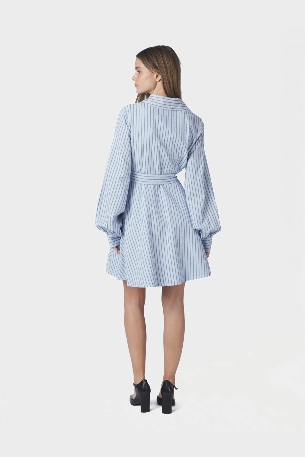 Felice Striped Crepe Dress - Light Blue