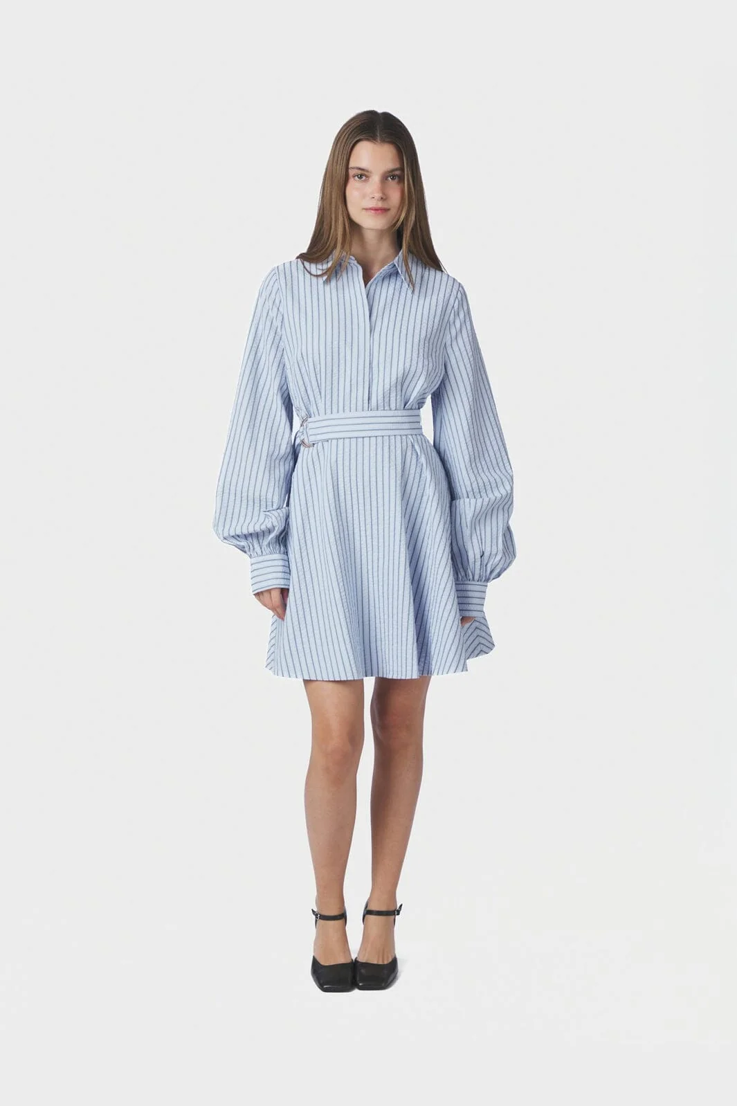 Felice Striped Crepe Dress - Light Blue