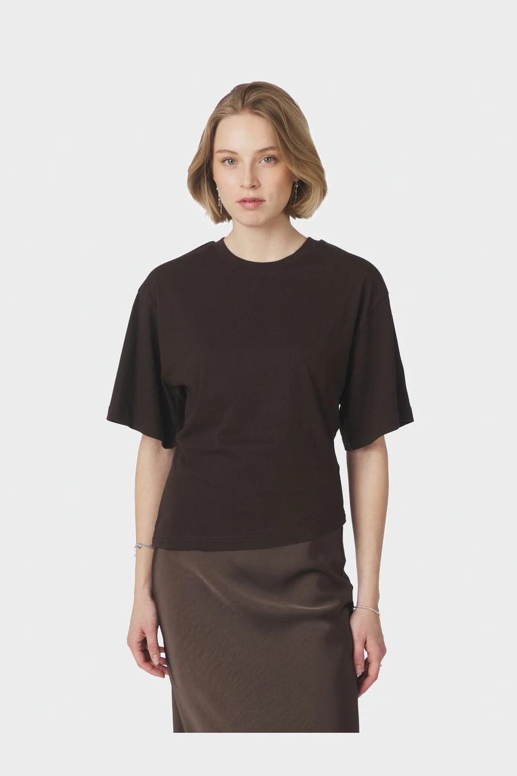 Alira Boxy Tee - Dark Brown