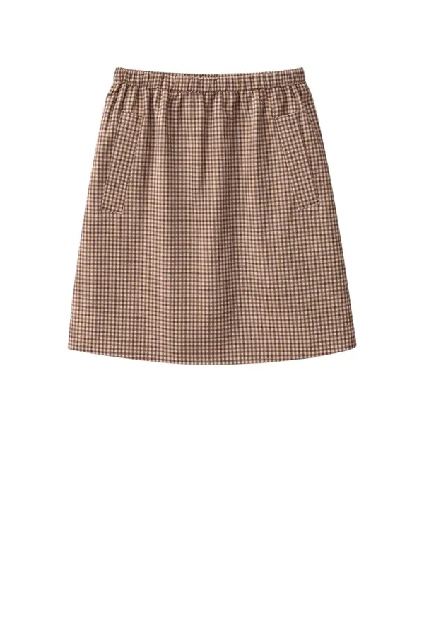Fio check mini cotton skirt - Brown