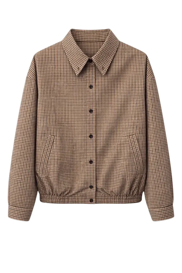 Iconic check cotton bomber jacket - Brown