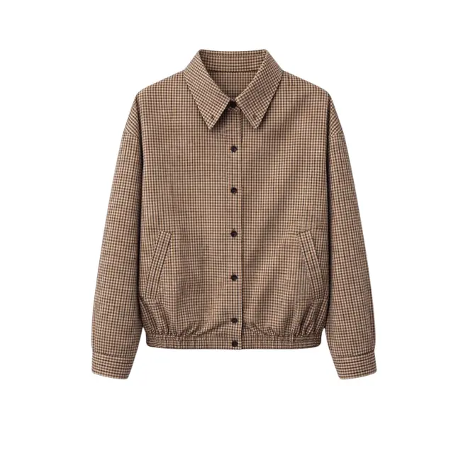 Iconic check cotton bomber jacket - Brown