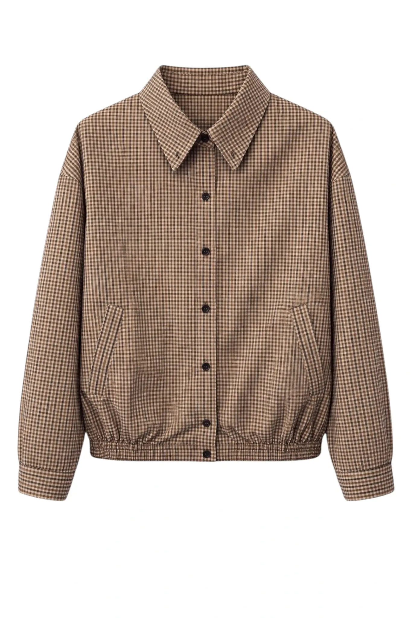 Iconic check cotton bomber jacket - Brown