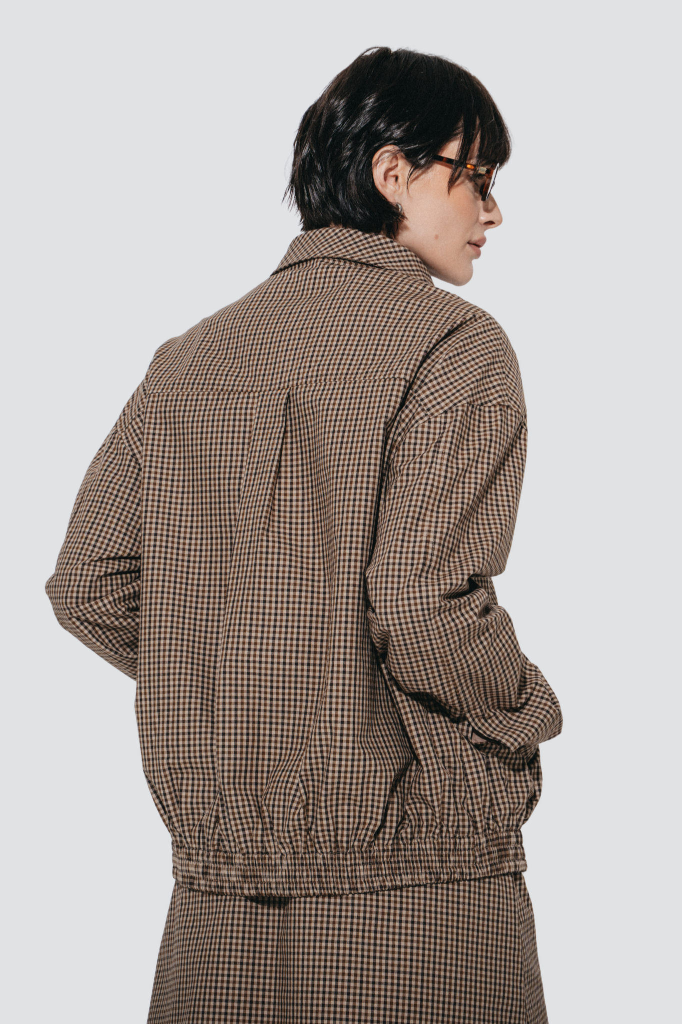 Iconic check cotton bomber jacket - Brown