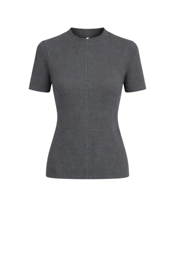 Rina rib knit top - Grey Melange