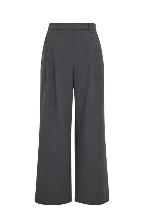 Henrike Hw Pants - Dark Grey Melange