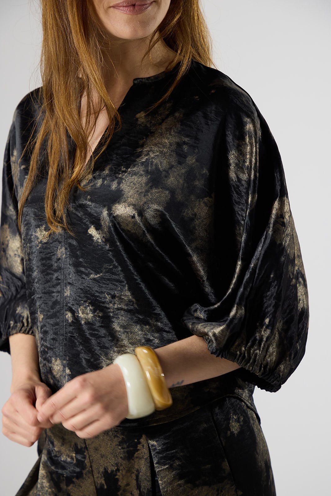 Myra Blouse - Zwart/Goud