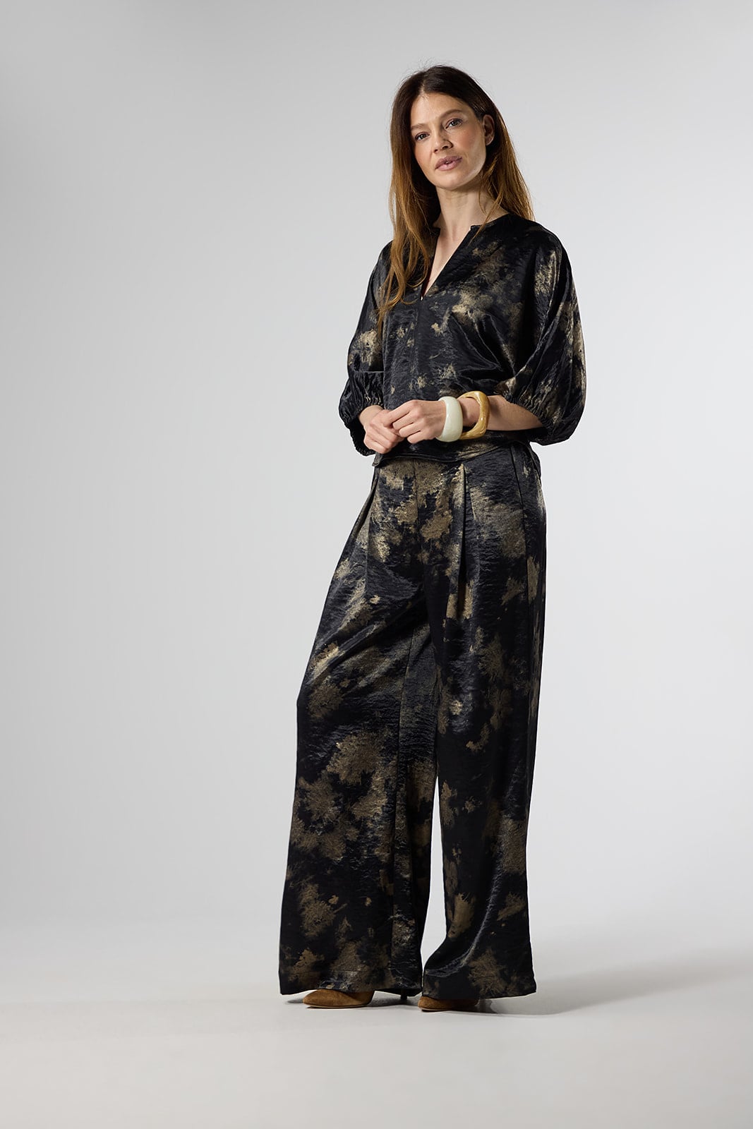 Myra Blouse - Zwart/Goud