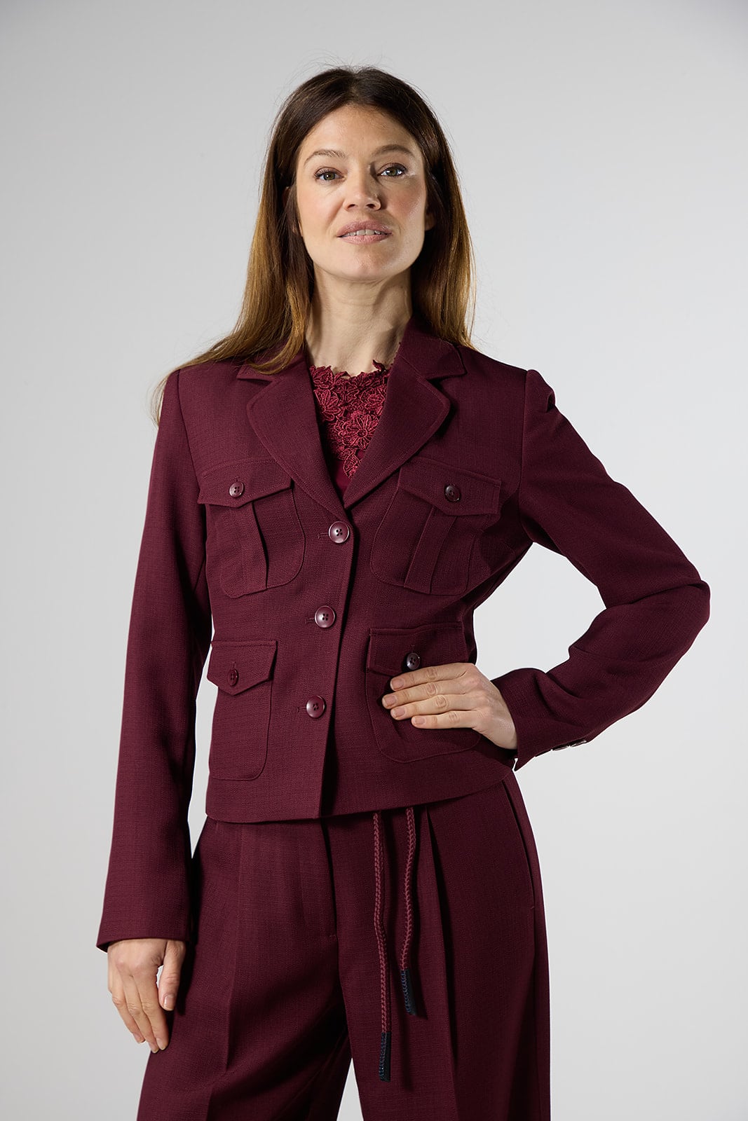 Davina Blazer - Burgundy
