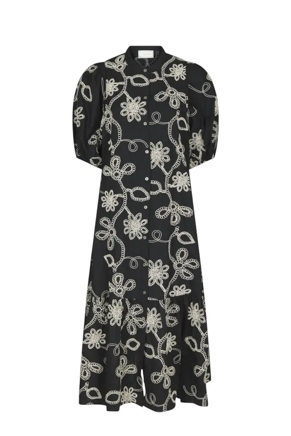 Veronica Dori Emb Dress - Black