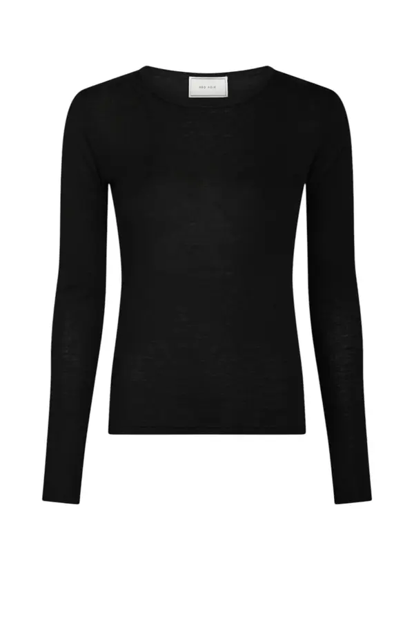 Nella Fine Rib Blouse - Black