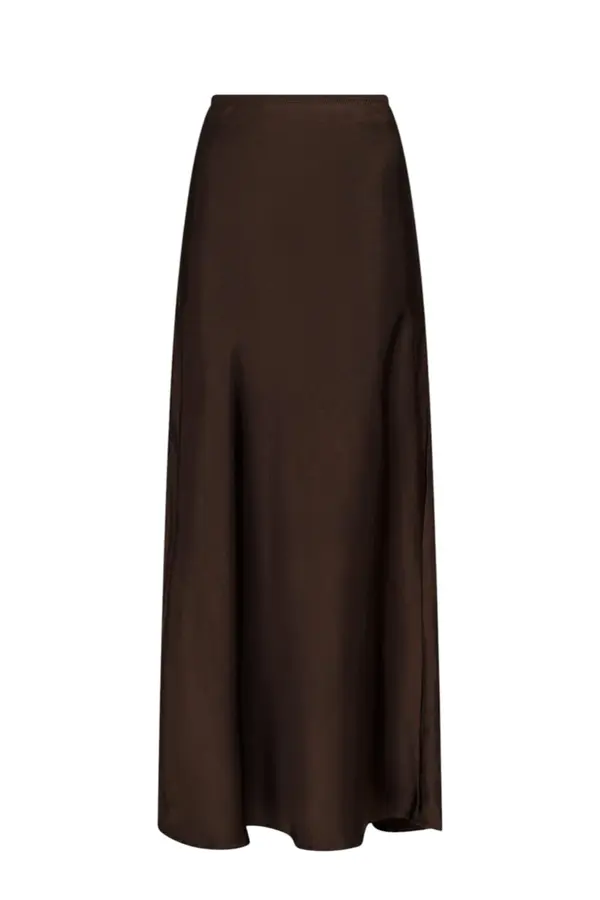 Vicky Heavy Sateen Skirt - Dark Brown