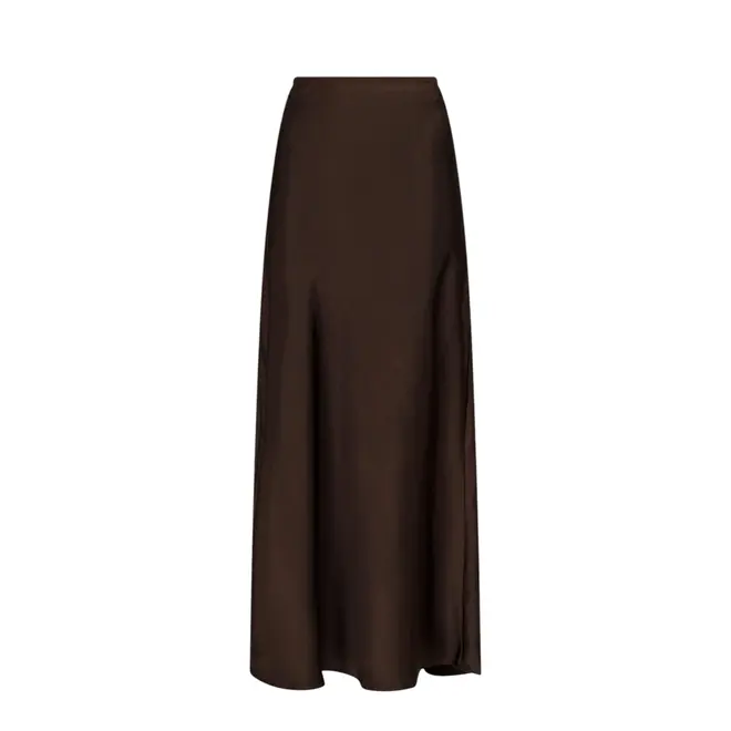Vicky Heavy Sateen Skirt - Dark Brown