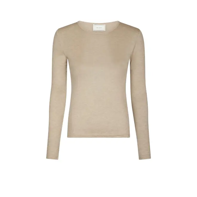 Nella Fine Rib Blouse - Beige Melange