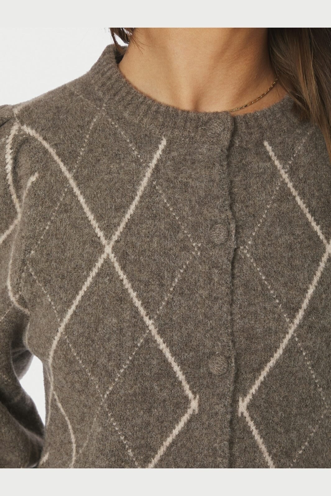 Koteas Check Knit Cardigan - Taupe