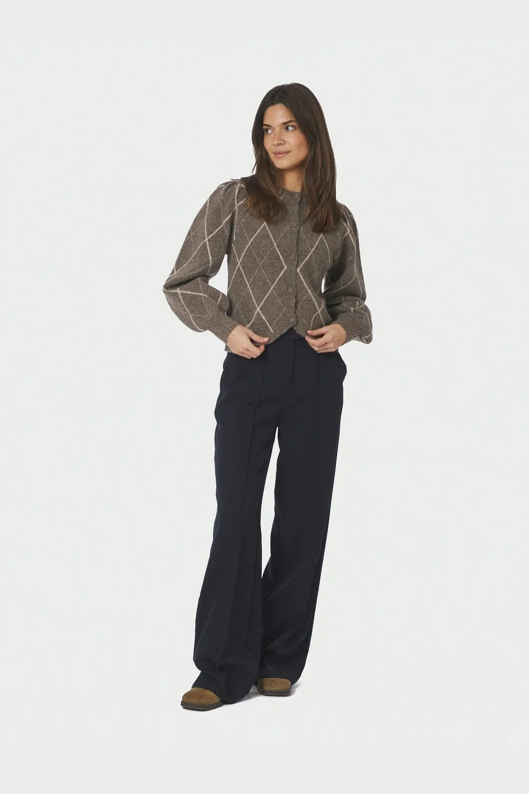 Koteas Check Knit Cardigan - Taupe