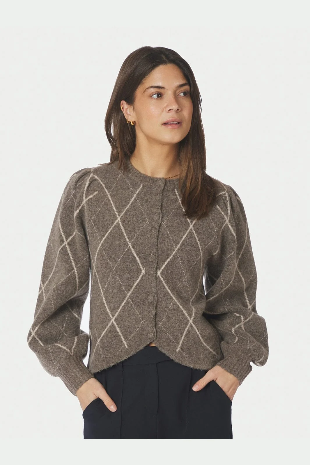 Koteas Check Knit Cardigan - Taupe