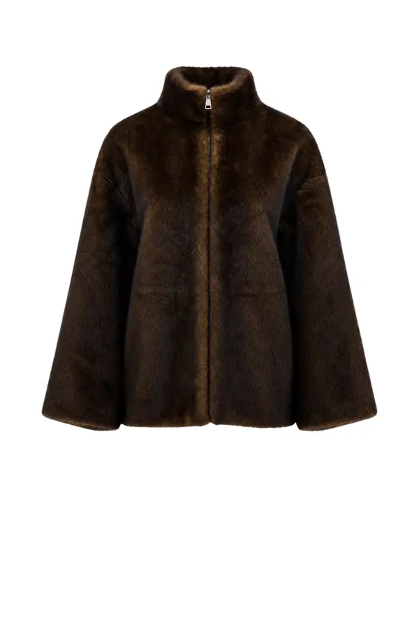 Frankie Faux Mink Jacket - Olive