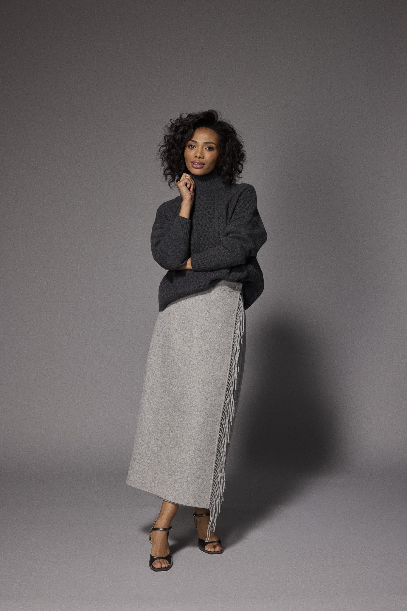 Fran Skirt - Shiny Grey