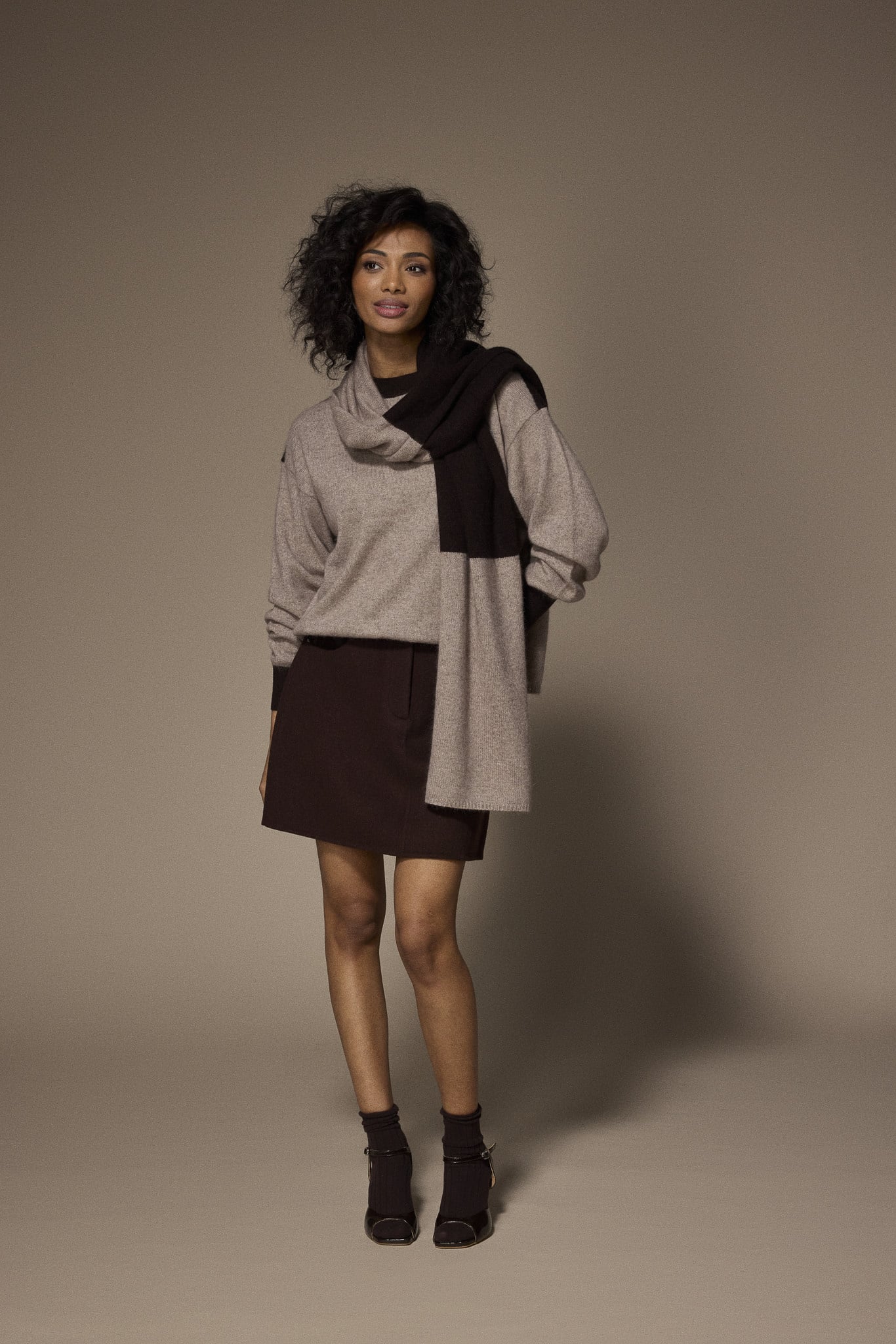Gio Scarf - Taupe Dark Brown