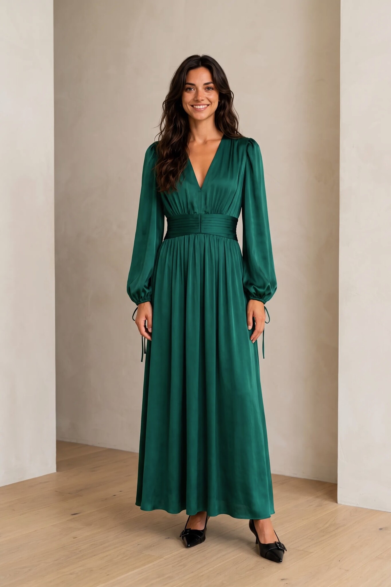 Domia Maxi Dress - Hamm Satin Green
