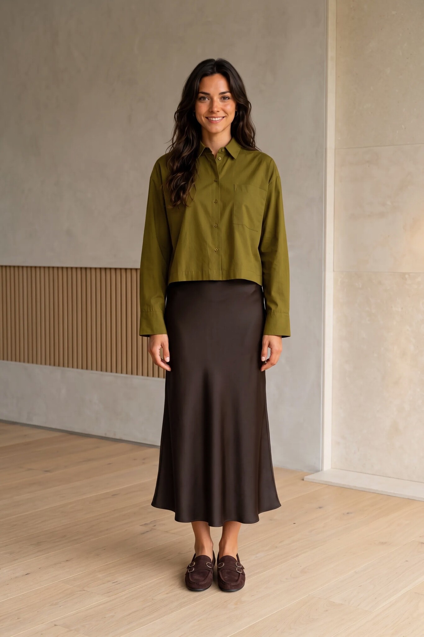 Lena HW Midi Skirt Noos - Dark Brown