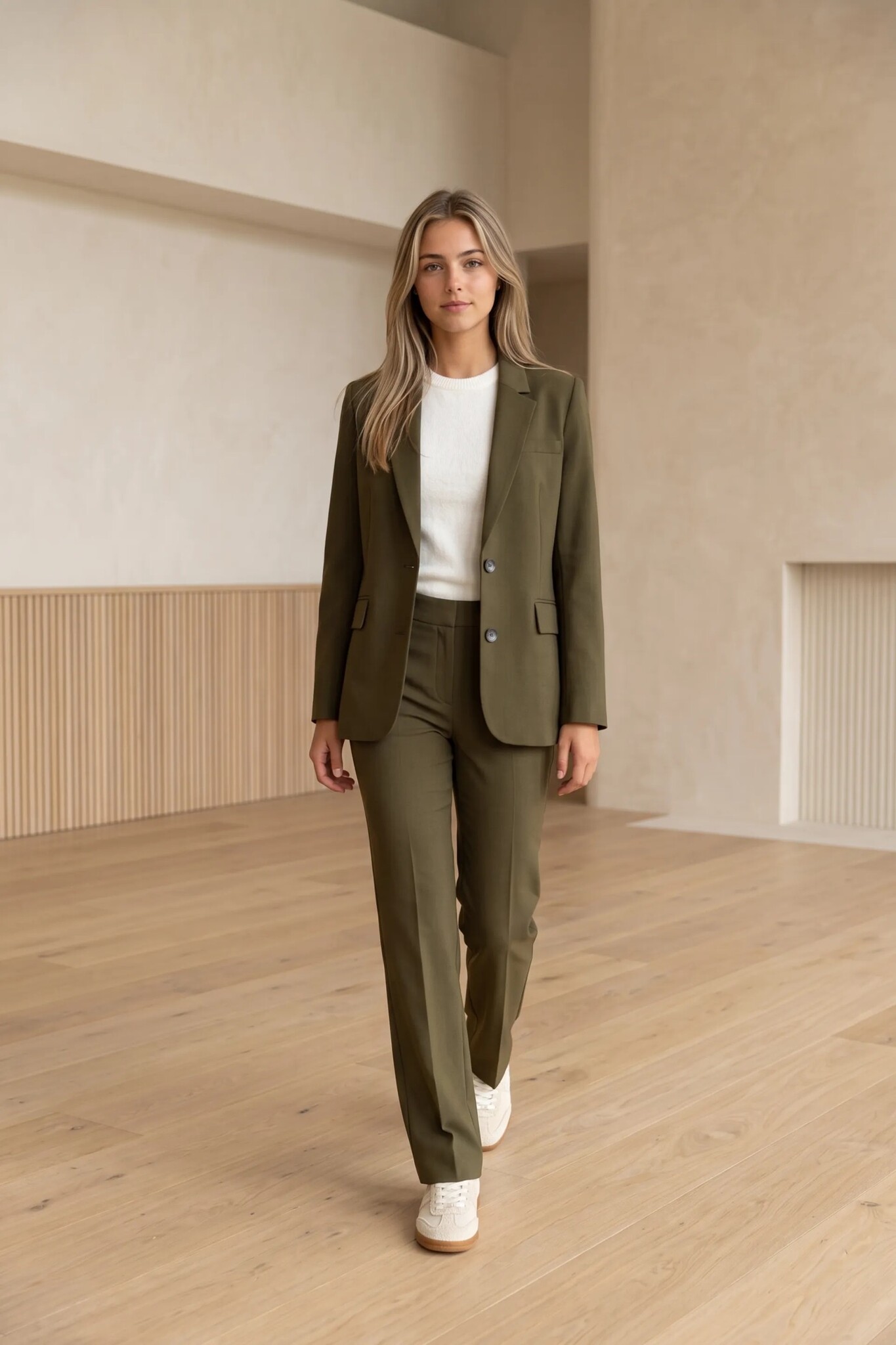 Rita LS Classic Blazer Mel Noos - Fir Green Melange