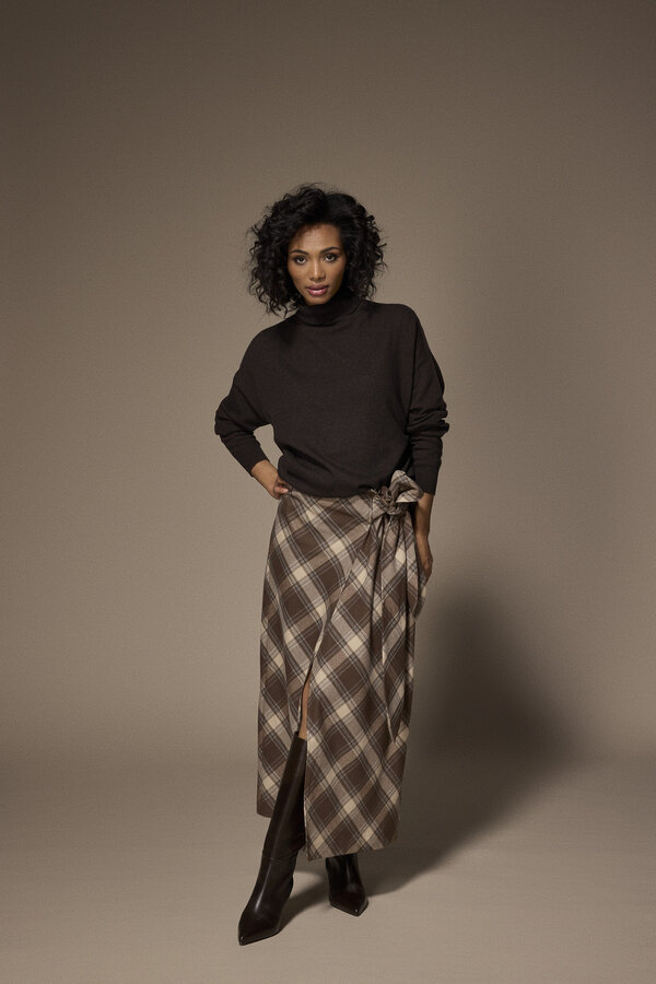 Atlanta Long Skirt - Brown Checks
