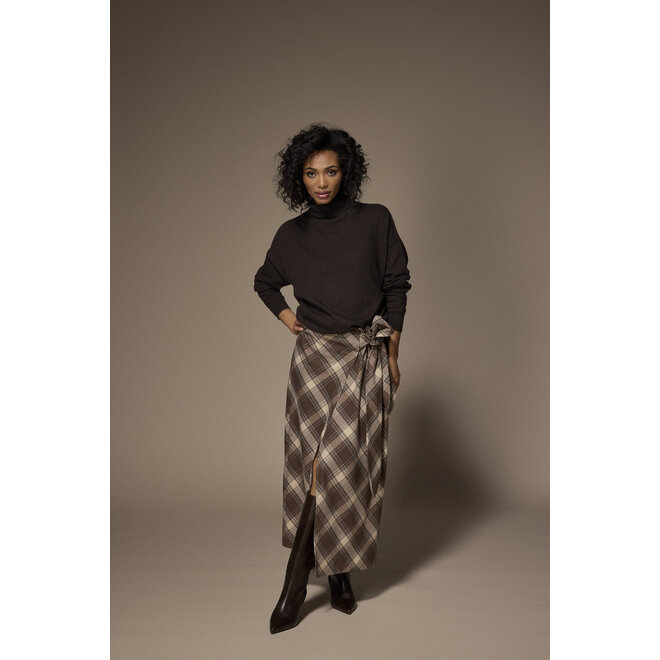 Atlanta Long Skirt - Brown Checks