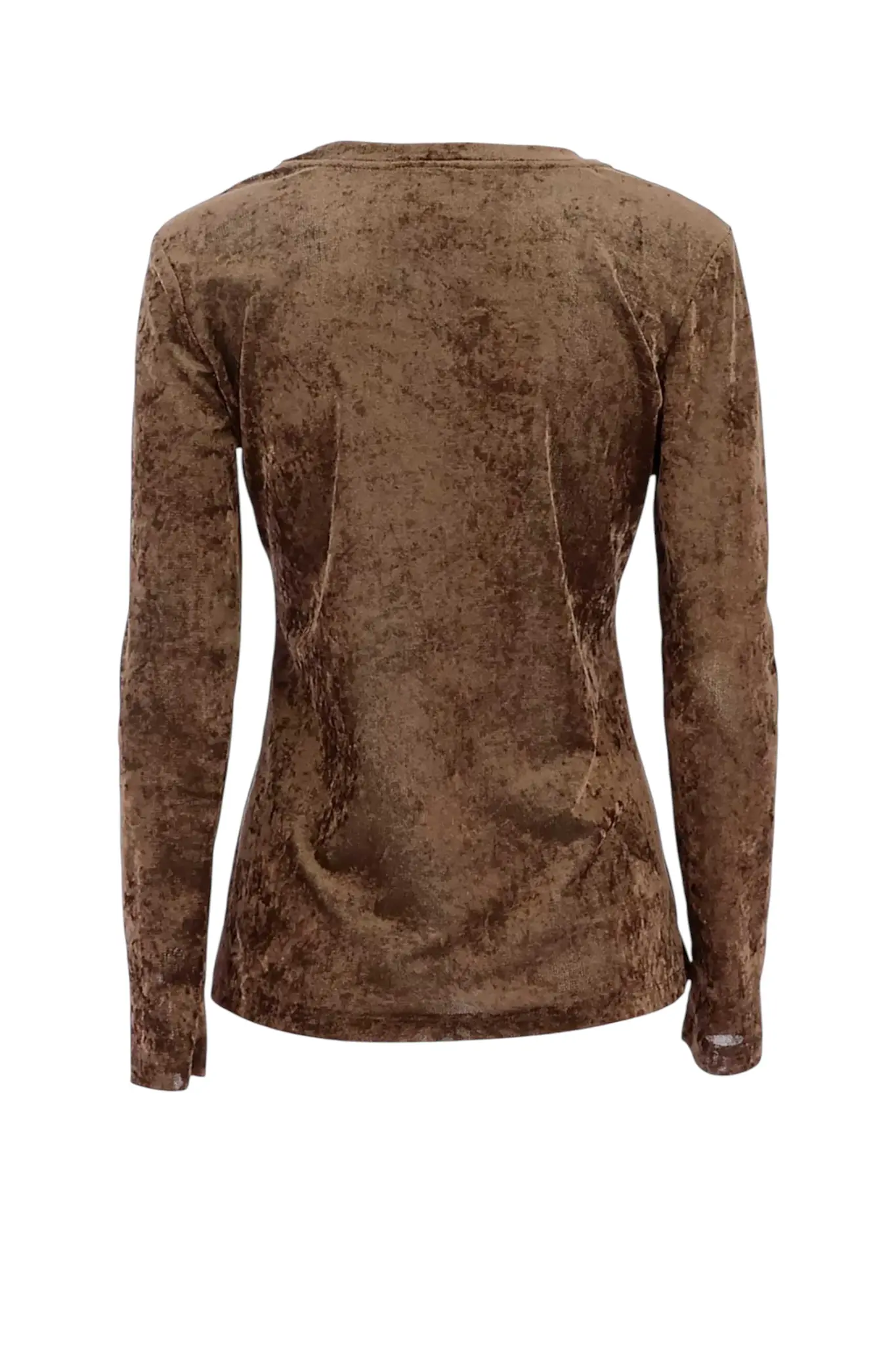 Velvet Long Sleeve Top - Warm Brown