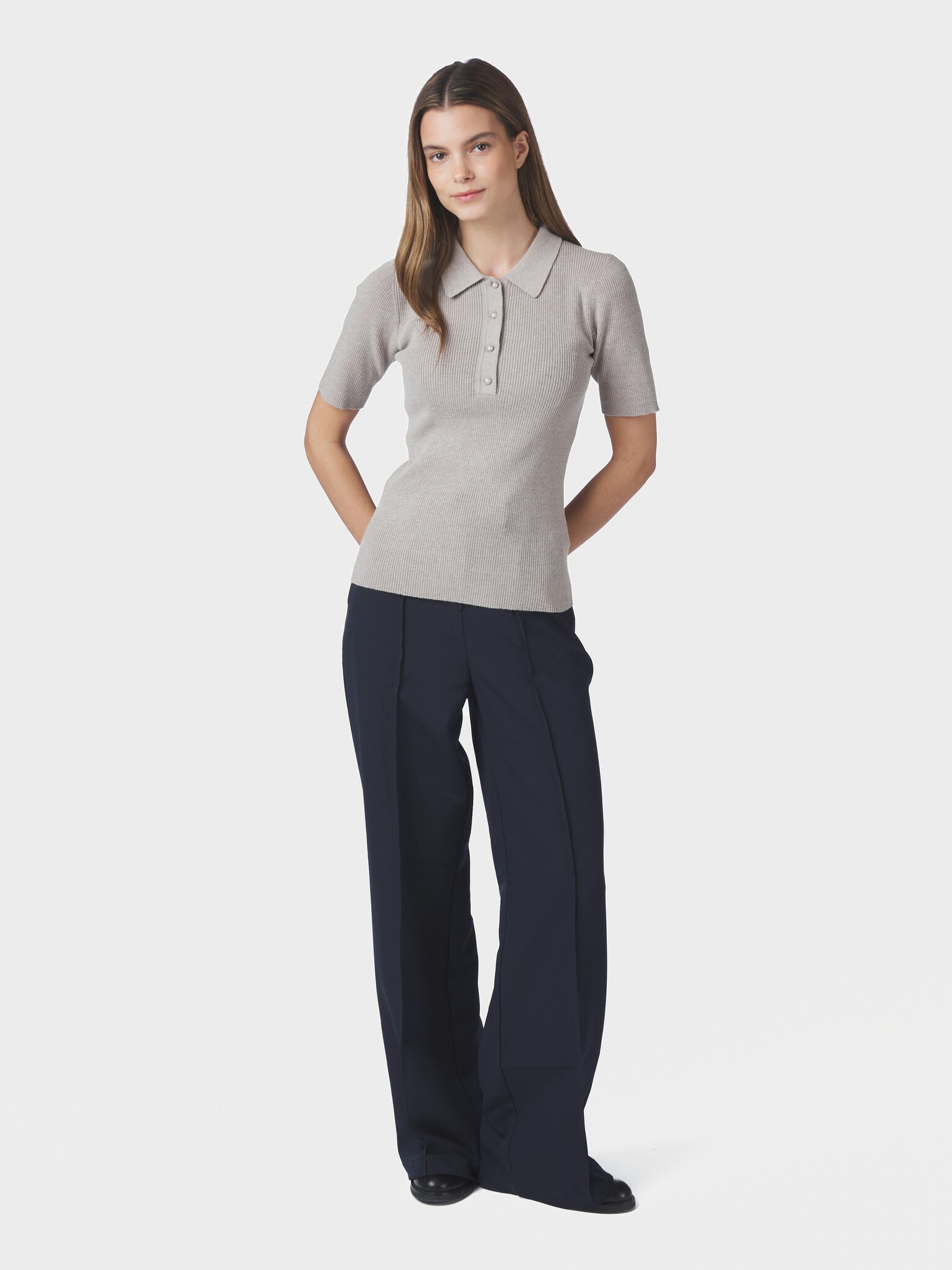 Manama Knit Blouse - Warm Grey