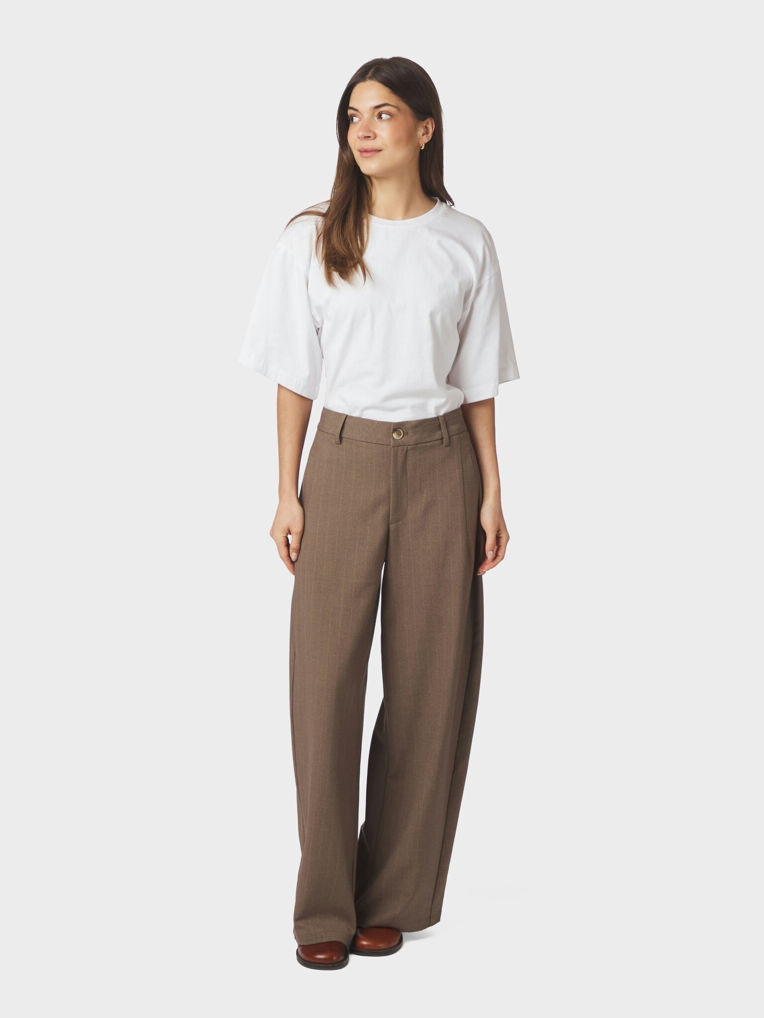 Essiall Pinstripe Pants - Taupe