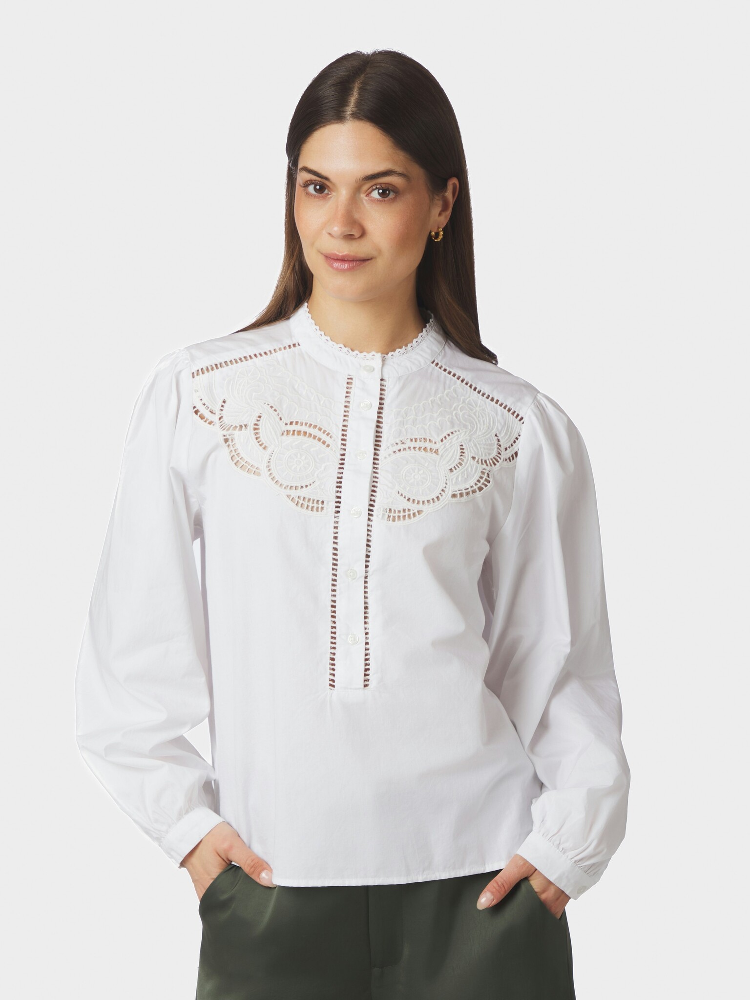 Aneliah C Poplin Blouse - White