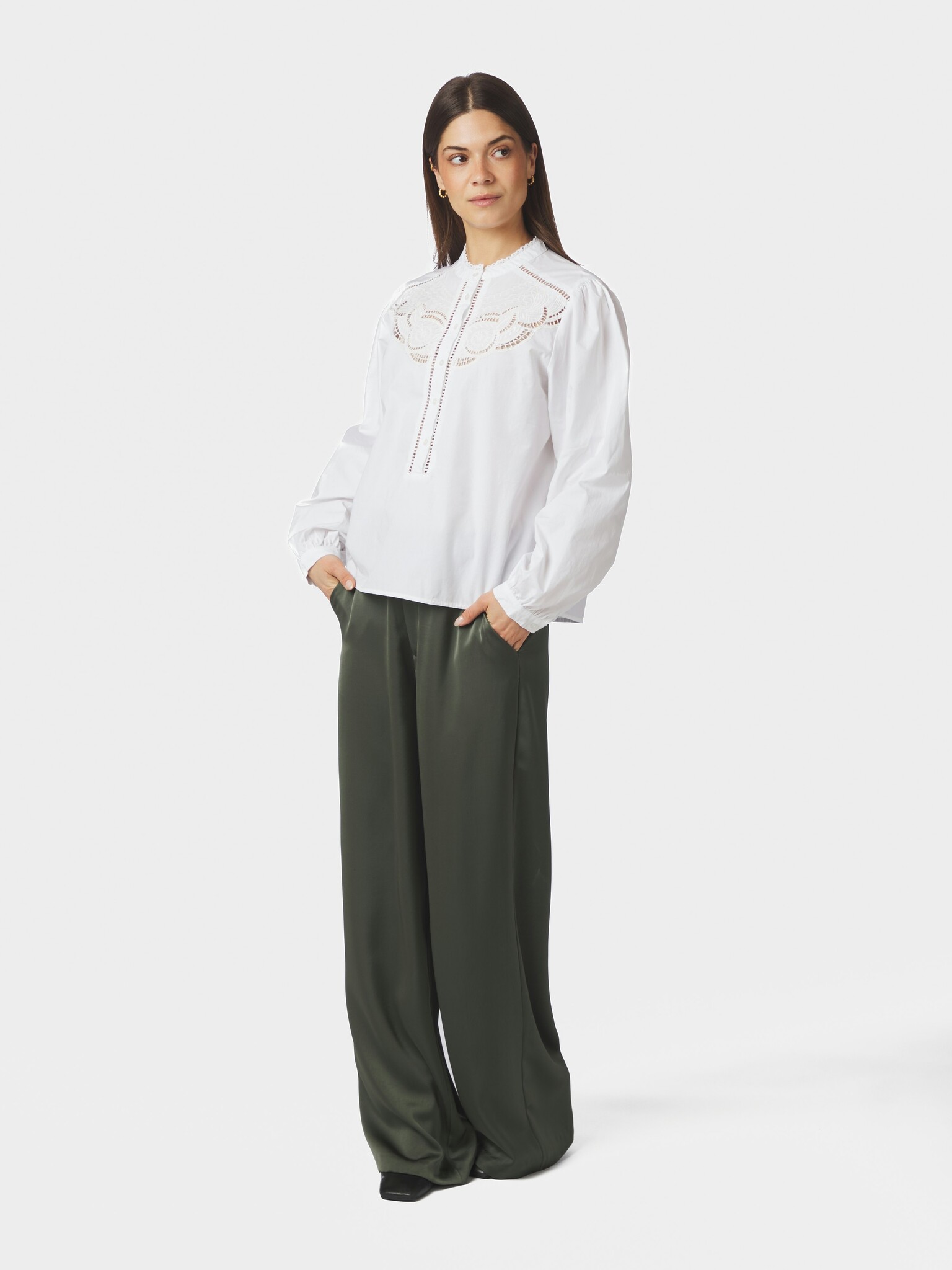 Aneliah C Poplin Blouse - White