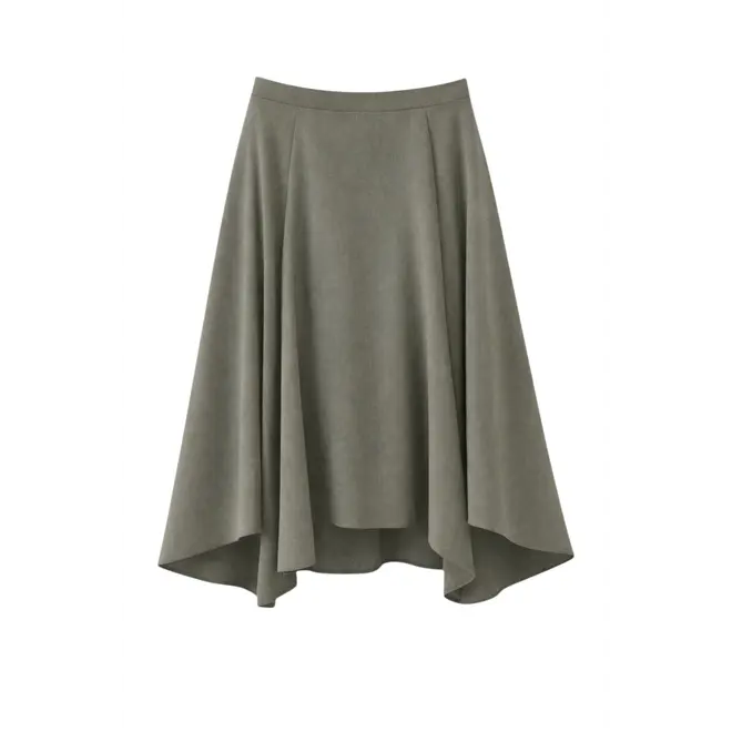 Marta Asymmetrical Viscose Skirt - Green
