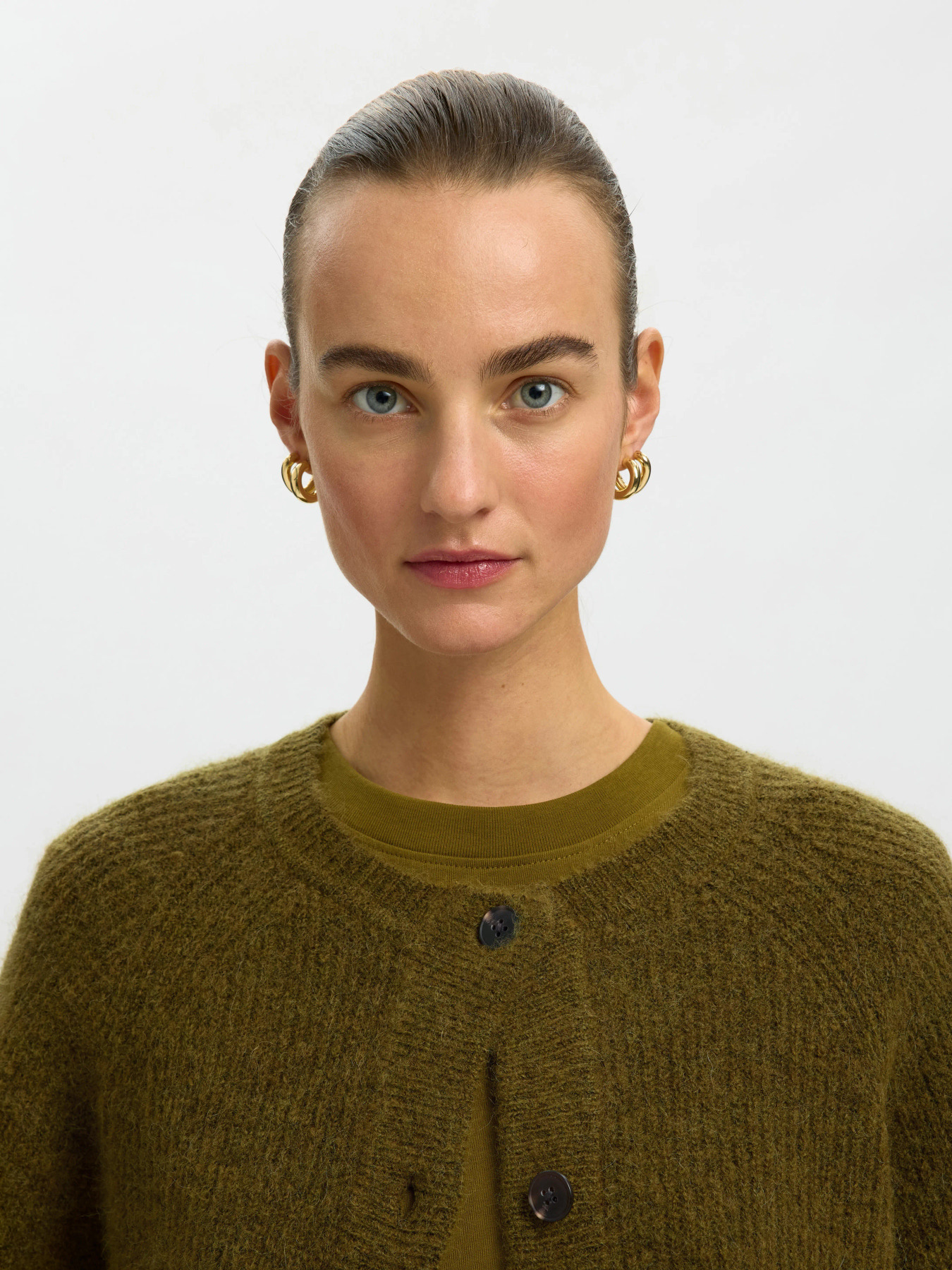 Lulu Ls Knit Short Cardigan Noos - Fir Green