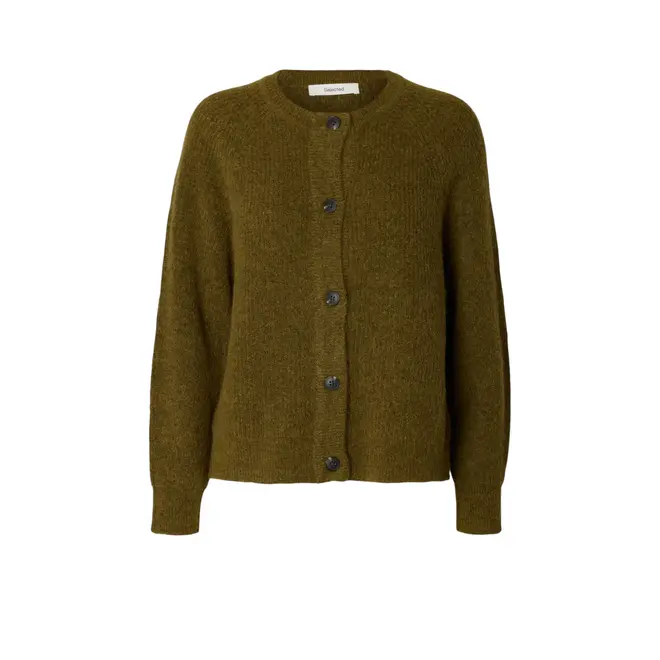 Lulu Ls Knit Short Cardigan Noos - Fir Green