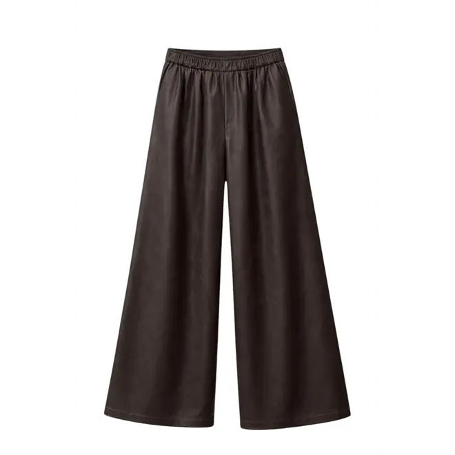 Sienna Eco Leather Wide Leg Pants - Dark Brown