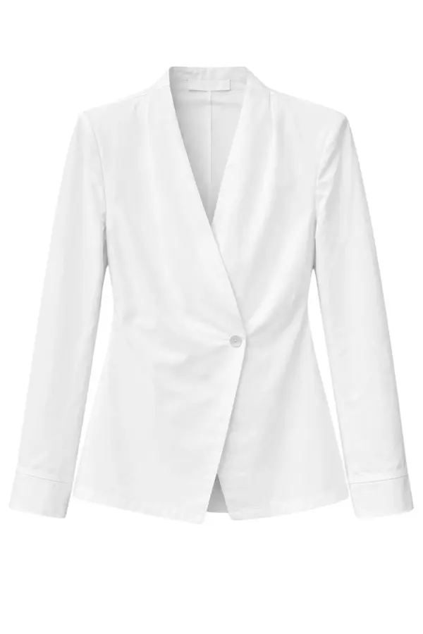 Asymmetric Wrap Poplin Blouse - White