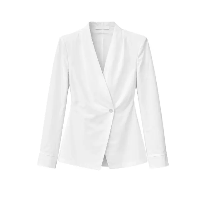 Asymmetric Wrap Poplin Blouse - White