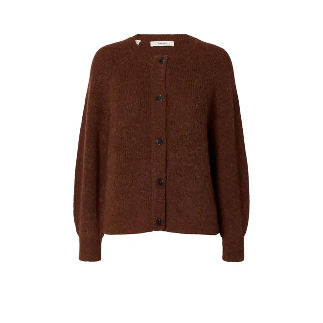 Lulu Ls Knit Short Cardigan Noos - Cherry Mahogany