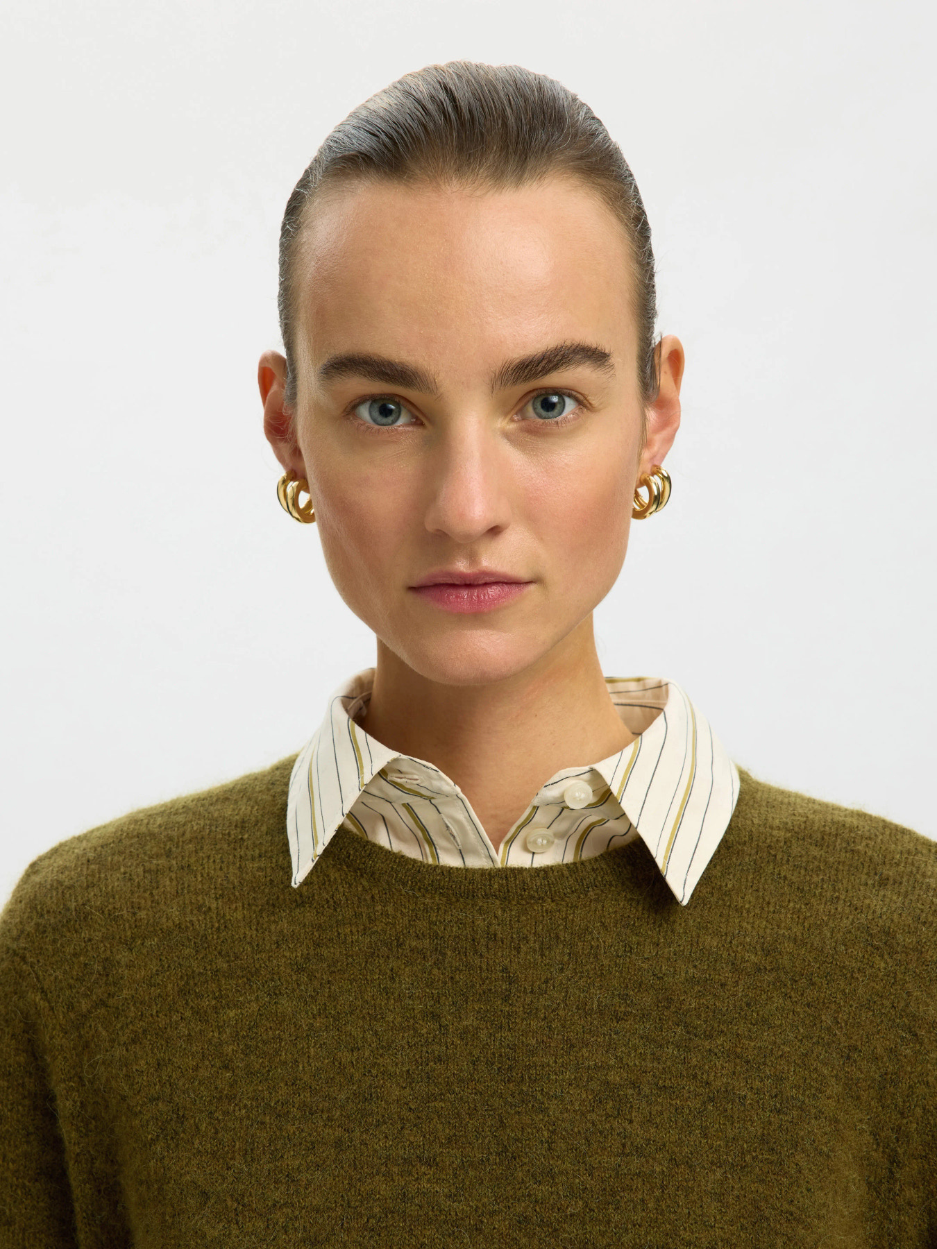 Lulu New Ls Knit O-Neck Noos - Fir Green Melange