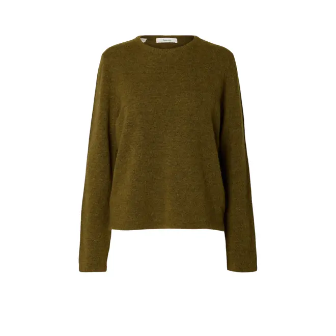 Lulu New Ls Knit O-Neck Noos - Fir Green Melange