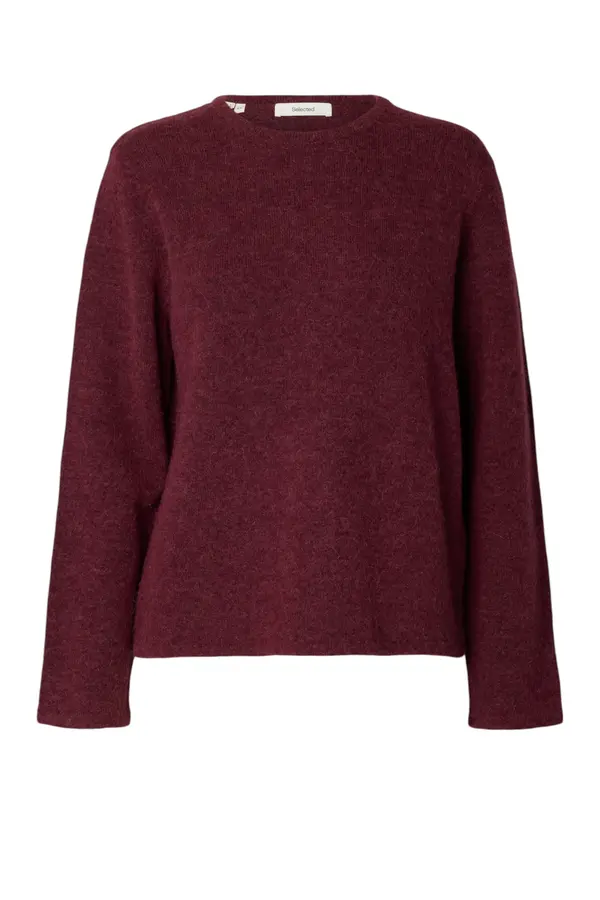 Lulu New Ls Knit O-Neck Noos - Tawny Port Melange