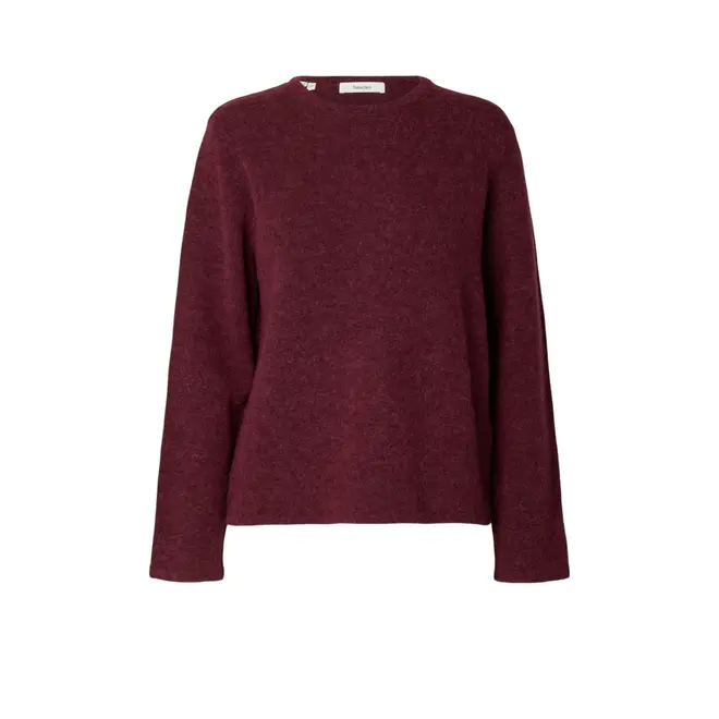Lulu New Ls Knit O-Neck Noos - Tawny Port Melange
