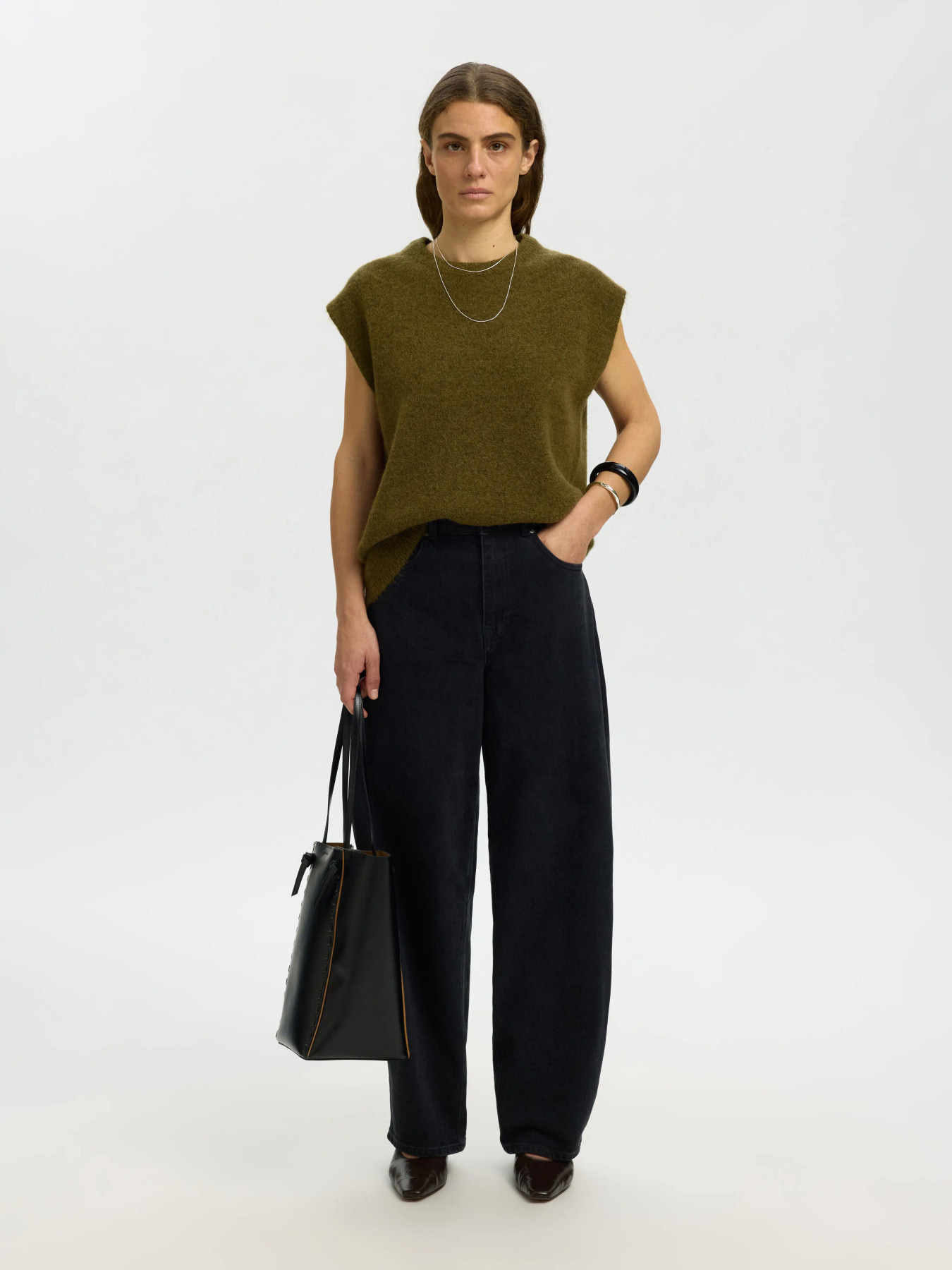 Lulu Sl Knit Vest Noos - Fir Green Melange