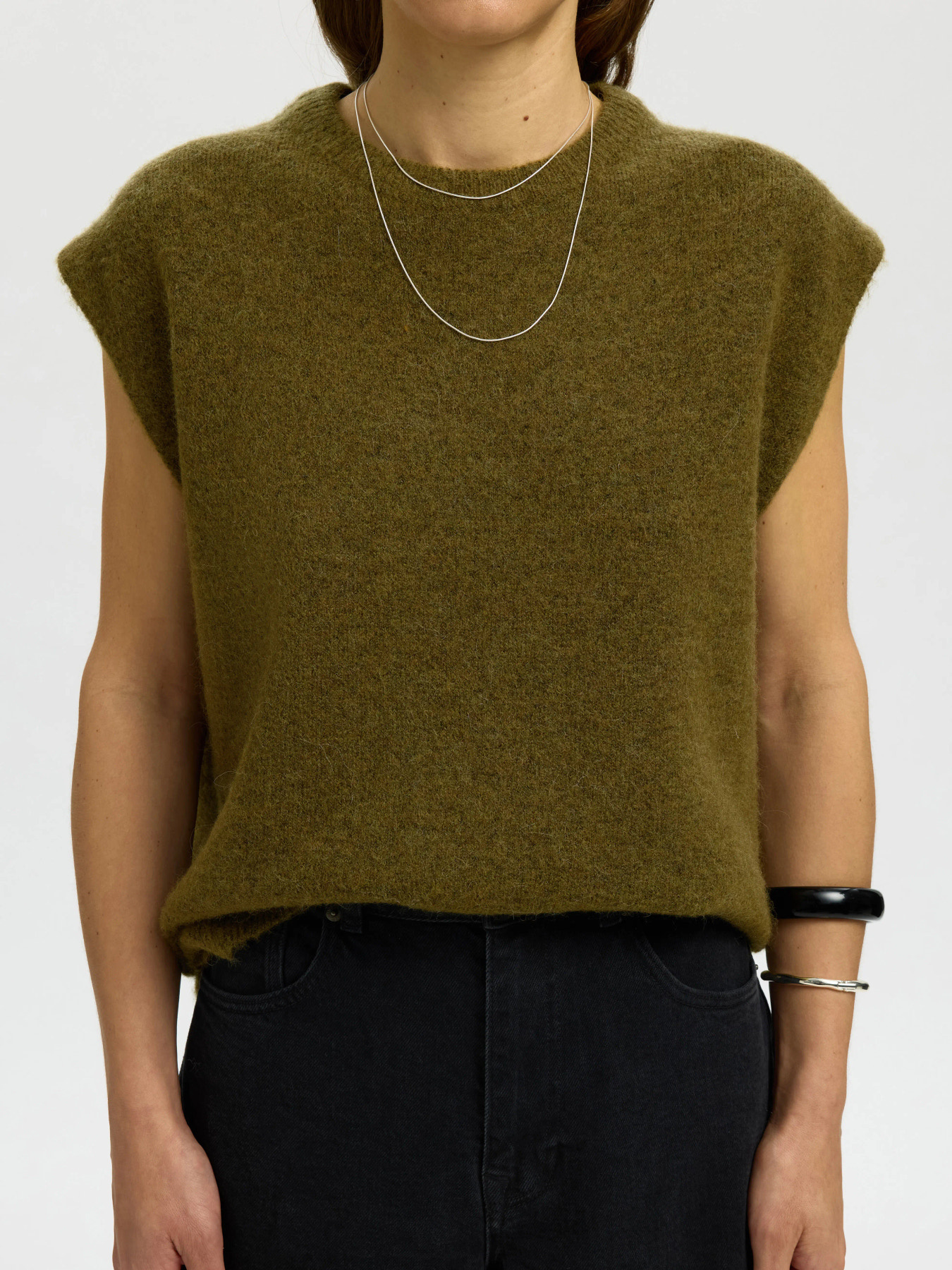 Lulu Sl Knit Vest Noos - Fir Green Melange