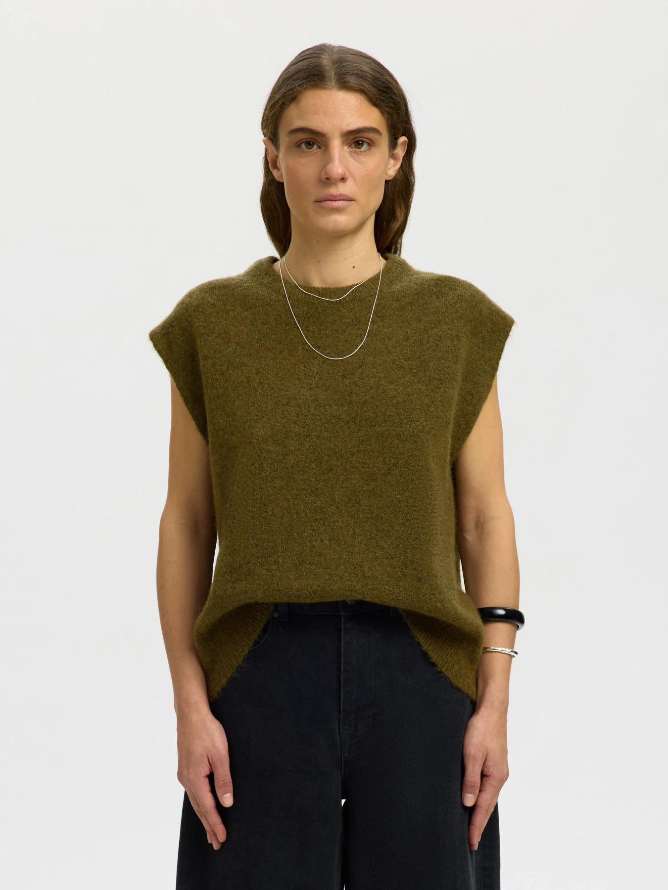 Lulu Sl Knit Vest Noos - Fir Green Melange